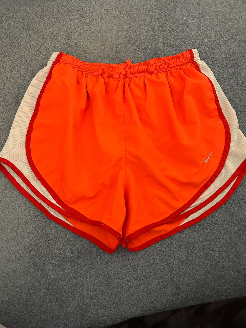 Nike Bright Orange Women's Athletic Shorts with White Panels